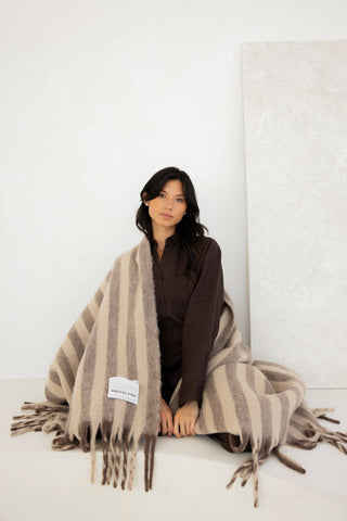 Arctic Fox & Co. - North America - The Wool Stripe Throw - Burnt Umber Stripe