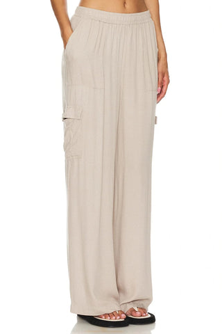 Bobi Cargo Wide Leg Pants in Tan