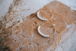 Cecelia Designs Jewelry - Stargaze Beaded Hoop Earrings : White Square