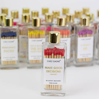 Chez Gagné - Make Good Decisions Matches - Glass Bottle Matchsticks  - Red