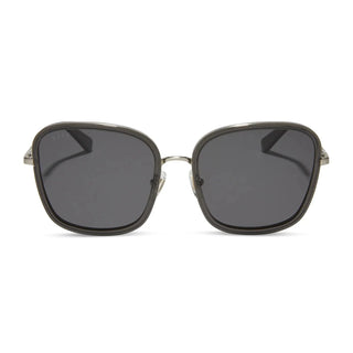 DIFF Eyewear Genevive Black Smoke Crystal Grey Polarized Sunglasses