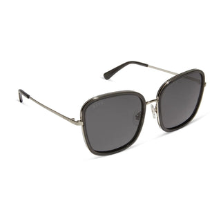 DIFF Eyewear Genevive Black Smoke Crystal Grey Polarized Sunglasses