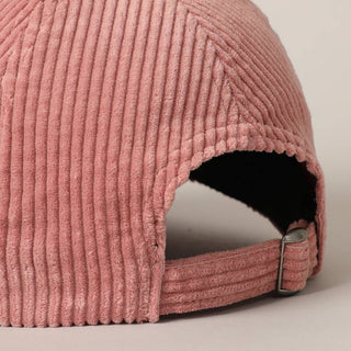 Fashion City - Women's Chenille Heart Patch Corduroy Baseball Cap: One Size
