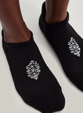 Free People Relay ankle cushion socks black with smiley face
