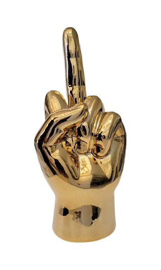 Interior Illusions Plus - Bronze Middle Finger Tabletop Sculpture - 9" Tall
