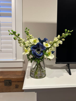 J. Ellers blue and white bouquet floral arrangement