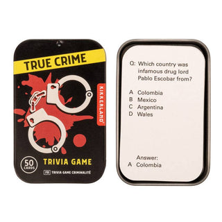 Kikkerland True Crime Trivia game box