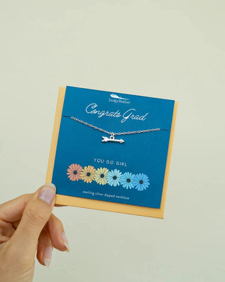 lucky feather congrats grad you go girl necklace