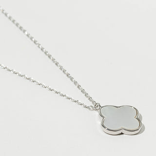 Maison Flora quatrefoil clover charm short necklace white gold