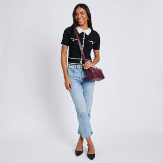 moda luxe handbags moda luxe charlotte woven crossbody burgundy