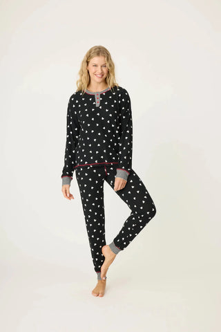 PJ Salvage - Tiny Hearts Waffle Thermal Ski Jammie Set