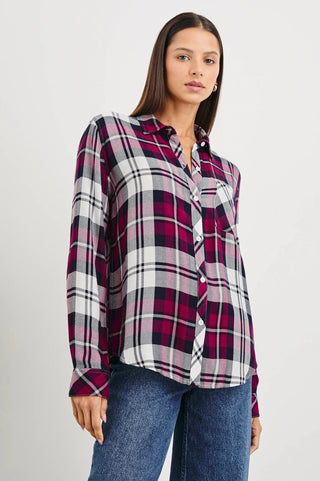 Hunter Plaid Shirt in Lychee Navy White