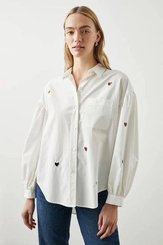 White Shirt with Heart eyelet details