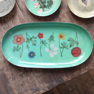 The Art of Spring Flowers Oval Enamel Tray
