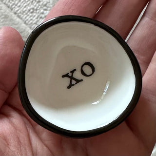 Handmade Ceramic Ring Dish with Gold-Plated CZ Stud Earrings