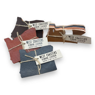 Sweet Pea Cole - West Coasters (Oregon) Genuine Leather Drink Coaster Set