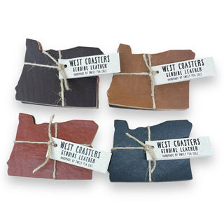 Sweet Pea Cole - West Coasters (Oregon) Genuine Leather Drink Coaster Set