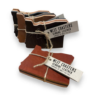 Sweet Pea Cole - West Coasters (Oregon) Genuine Leather Drink Coaster Set