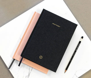 Wit & Delight - Black Linen Note to Self Journal: Linen on