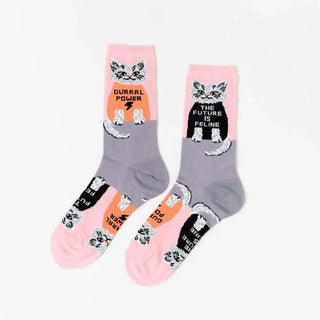 Yellow Owl Workshop Future is Feline Crew Socks - Women's