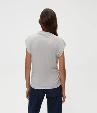 Michael Stars - Reese Shine Mock Neck Power Shoulder Top