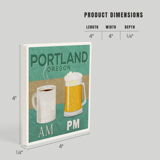 Lantern Press - CERAMIC COASTER Portland, Oregon Coffee AM, Beer PM