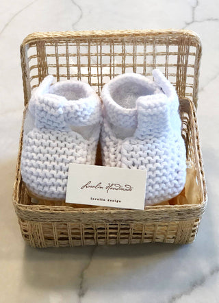 Loralin Design - White Booties in Basket
