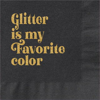 Mod Lounge Paper Company - Glitter is My Favorite Color Foil Black Cocktail BevNapk