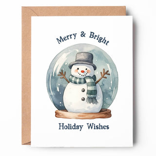 Oakwind Hollow - Merry & Bright Snowman Snow Globe Greeting Card