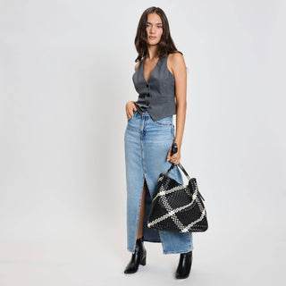 Moda Luxe - Noren Woven Hobo: Black Ivory