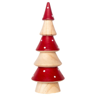 Boston International - 7.75" Tall Natural And Red Pinewood Tree Christmas Décor