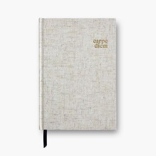 Souvenir Stationery - Carpe Diem Heather Gray Linen Notebook Gratitude Journal