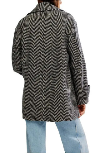 Free People Ari Herringbone Wool Peacoat