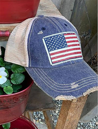 Vintage Life - American Flag USA Distressed Trucker Hat Baseball Cap