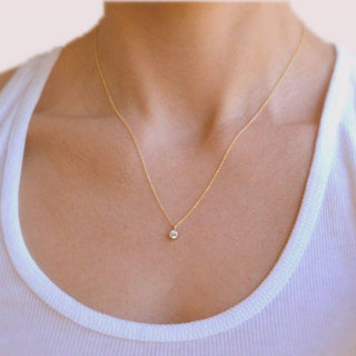 Sela+Sage - CZ Solitaire Necklace, Diamond Bezel: 14k Gold Filled