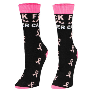 Crazy Socks - Fuck Cancer - Womens Crew Folded