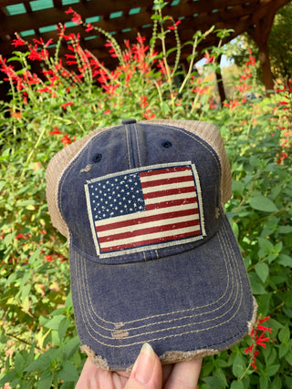 Vintage Life - American Flag USA Distressed Trucker Hat Baseball Cap