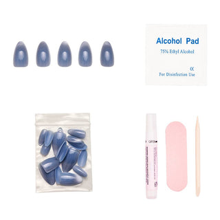 Glamnetic - Baby Blues Press-On Nails|Pastel Blue|Velvet Metallic Finish