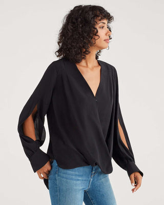 7 For All Mankind Cross Front V-Neck Top - Taryn x Philip Boutique