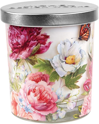 Michel Design Works Blush Peony Printed Glass Jar Candle with Lid