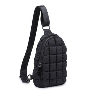 Sol and Selene - Rejuvenate - Quilted Nylon Sling Backpack: Black