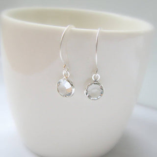 Sela+Sage - Tiny Drop Earrings - Swarovski Crystal: Sterling Silver