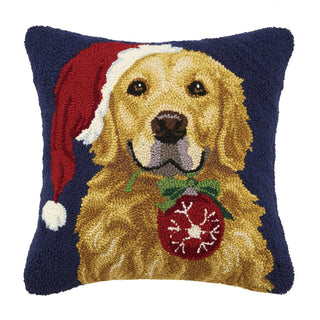 Peking Handicraft - Retriever Dog With Ornament Hook Pillow - Christmas