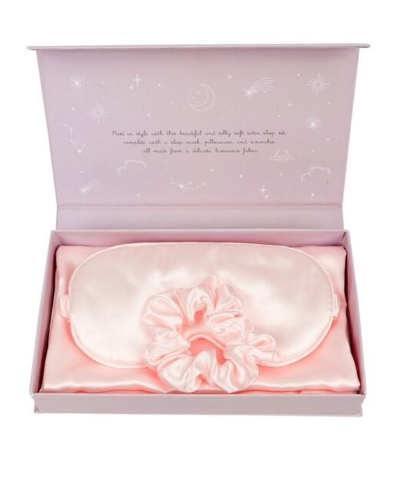 Best Beauty Group - CALA Satin Pillow Case Eyemask Scrunchie Sleep 3 Piece Set: Pink
