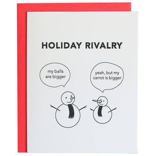 Chez Gagné - Snowmen Holiday Rivalry - Funny Holiday Card, Letterpress Greeting Card