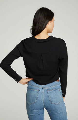 Chaser Cropped Long Sleeve Button Down Shirt