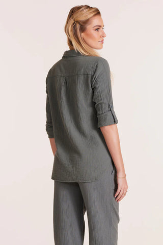 Bobi Tab Sleeve Button Front Shirt