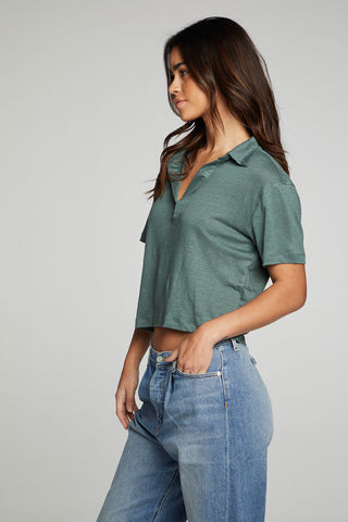 Chaser Cropped Polo Boxy Short Sleeved Tee - Taryn x Philip Boutique