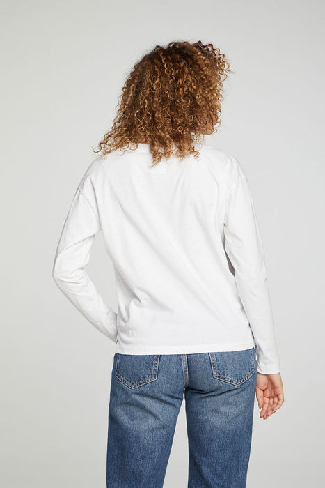 Chaser Cropped Boxy Long Sleeve Henley With Side Slits