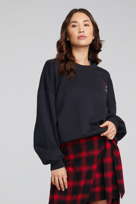 Chaser Rock n' Roll Embroidery Heart Pullover - Taryn x Philip Boutique